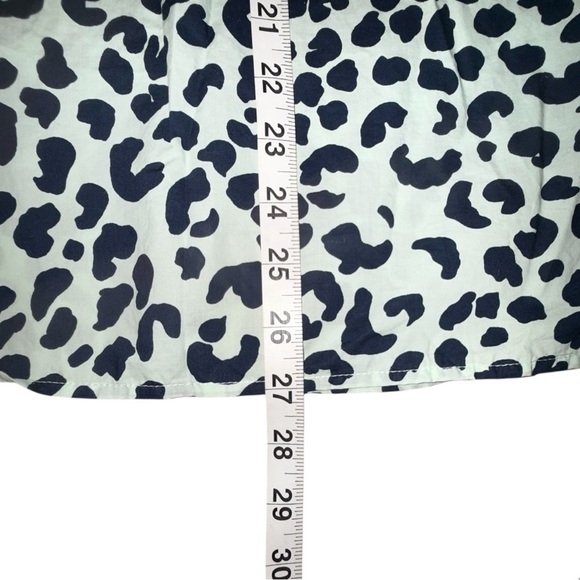 TALBOTS CLASSIC COTTON SHIRT - GRAPHIC CHEETAH Women’s Large - Mint Green/Navy - Picture 6 of 15